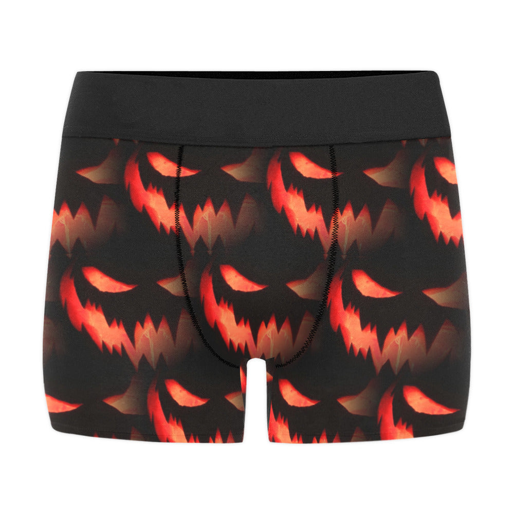 Orange Spooky Face Pattern Men's All Over Print Boxer Briefs (Model L10)