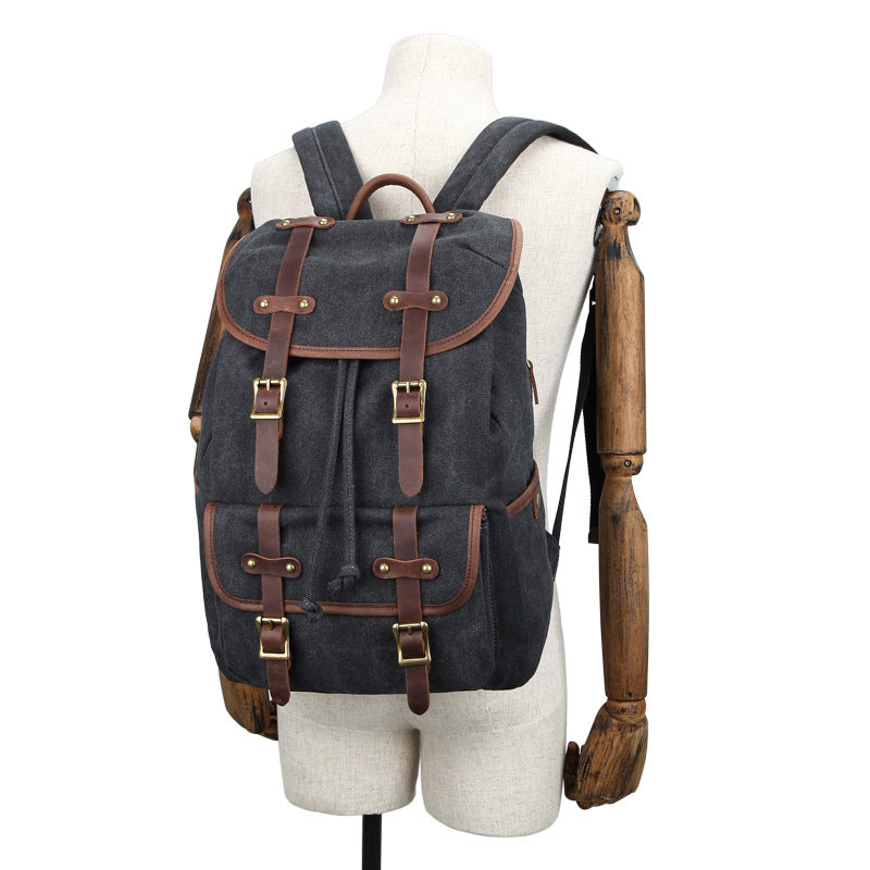 Unisex Canvas Backpack Oil Wax Outdoor Travel