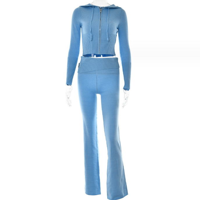 Conjunto de suéter de manga larga y pantalón largo de tiro alto