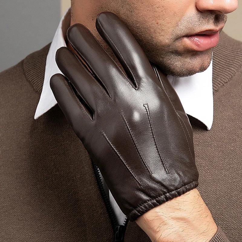 Genuine Sheep Skin Fleece Lined Gloves For Men