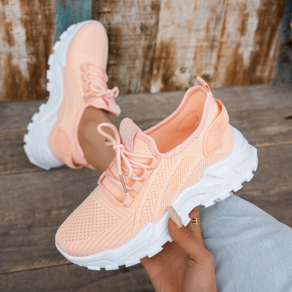 Flyknit Mesh Sneakers Women's Thin Breathable Sports Casual Shoes