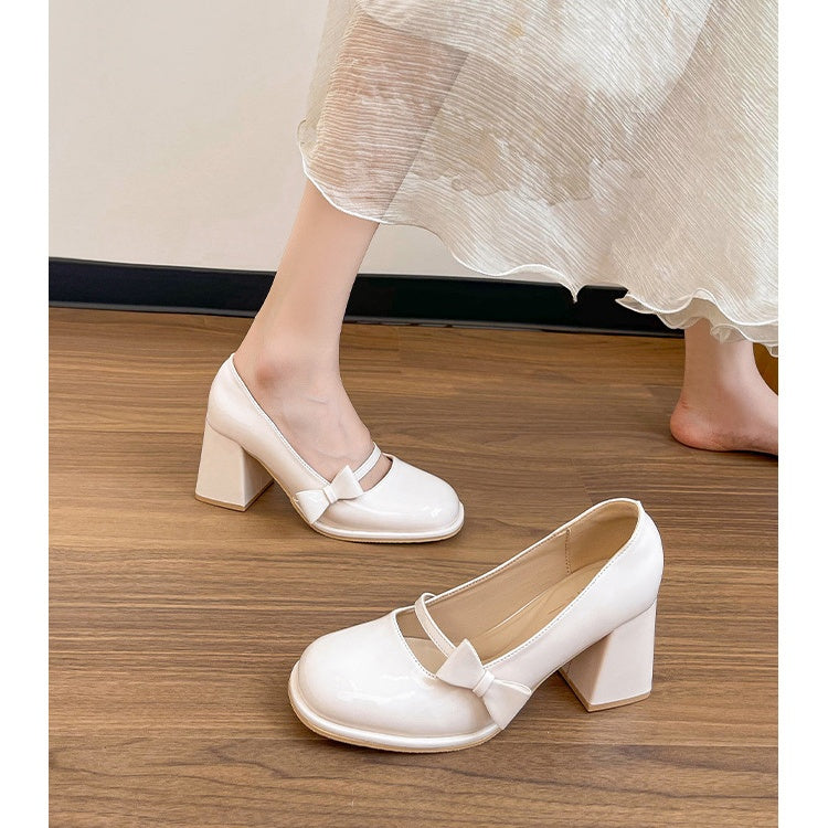 Chunky Heel Round-Toe Mary Jane Shoes