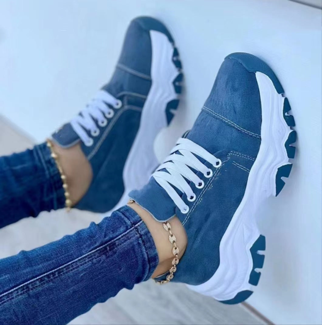 Women's Round Head Thick Bottom Low-top Casual Sneakers