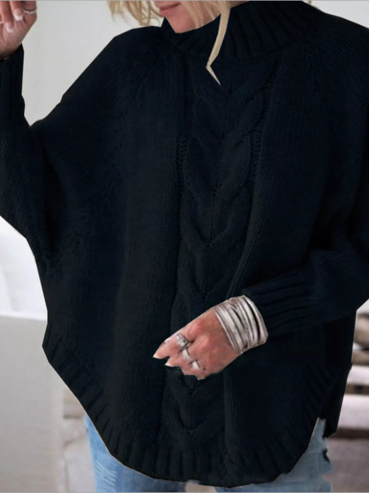 Cable-Knit Long Sleeve Sweater