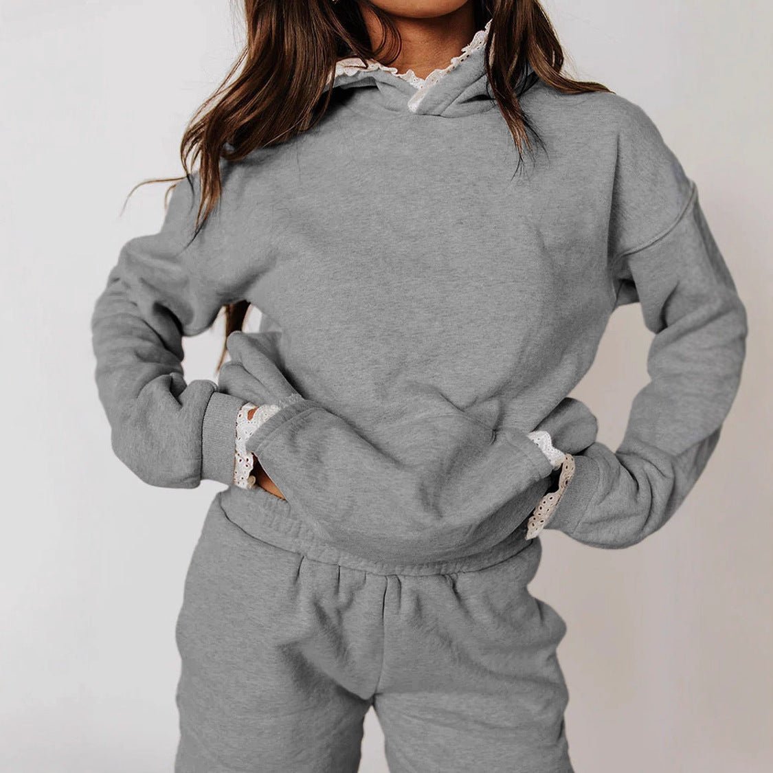 Women's Hoodie And High-waisted Shorts Casual Two-piece Set See size chart under “more details”