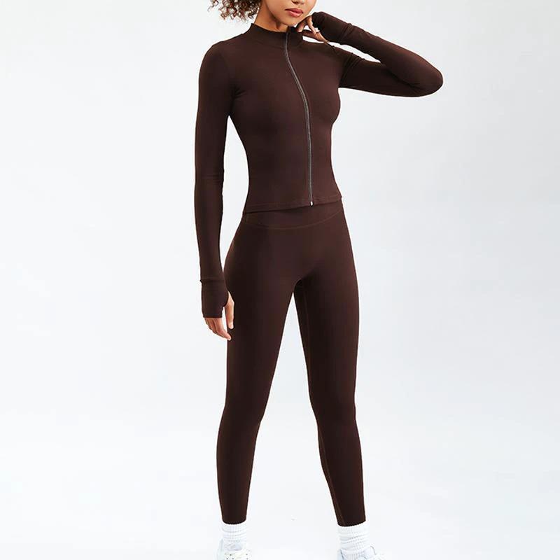 Nude Feel Yoga Long-sleeve Zipper Workout Clothes Suit