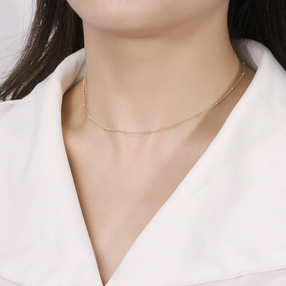 S925 Sterling Silver Necklace 14K Gold