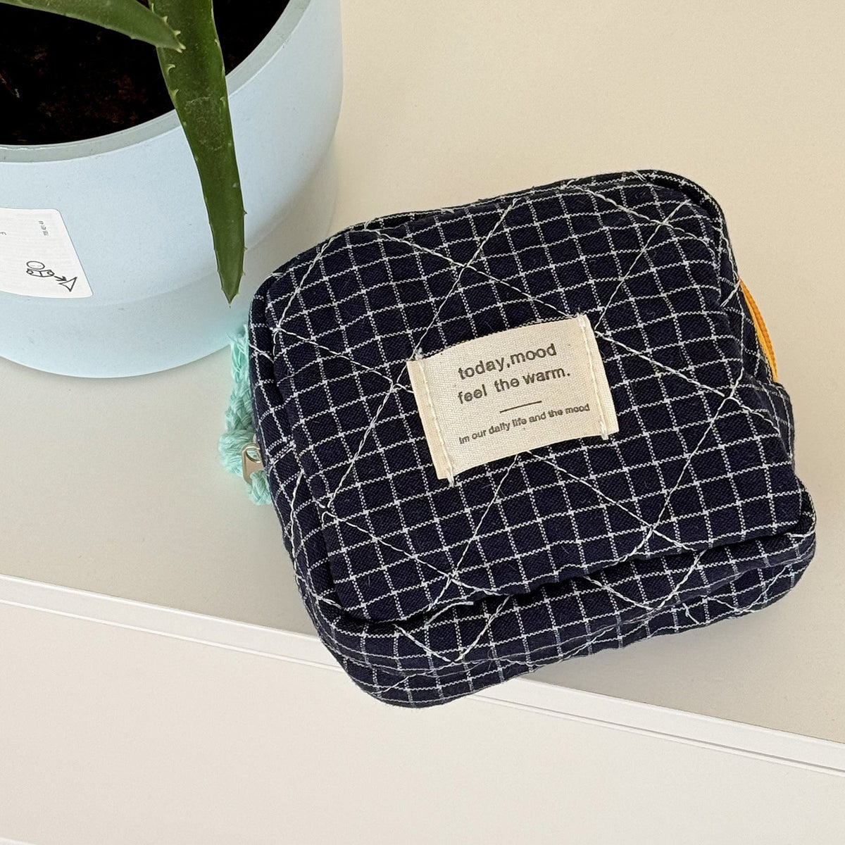 Portable Canvas Plaid Coin Purse
