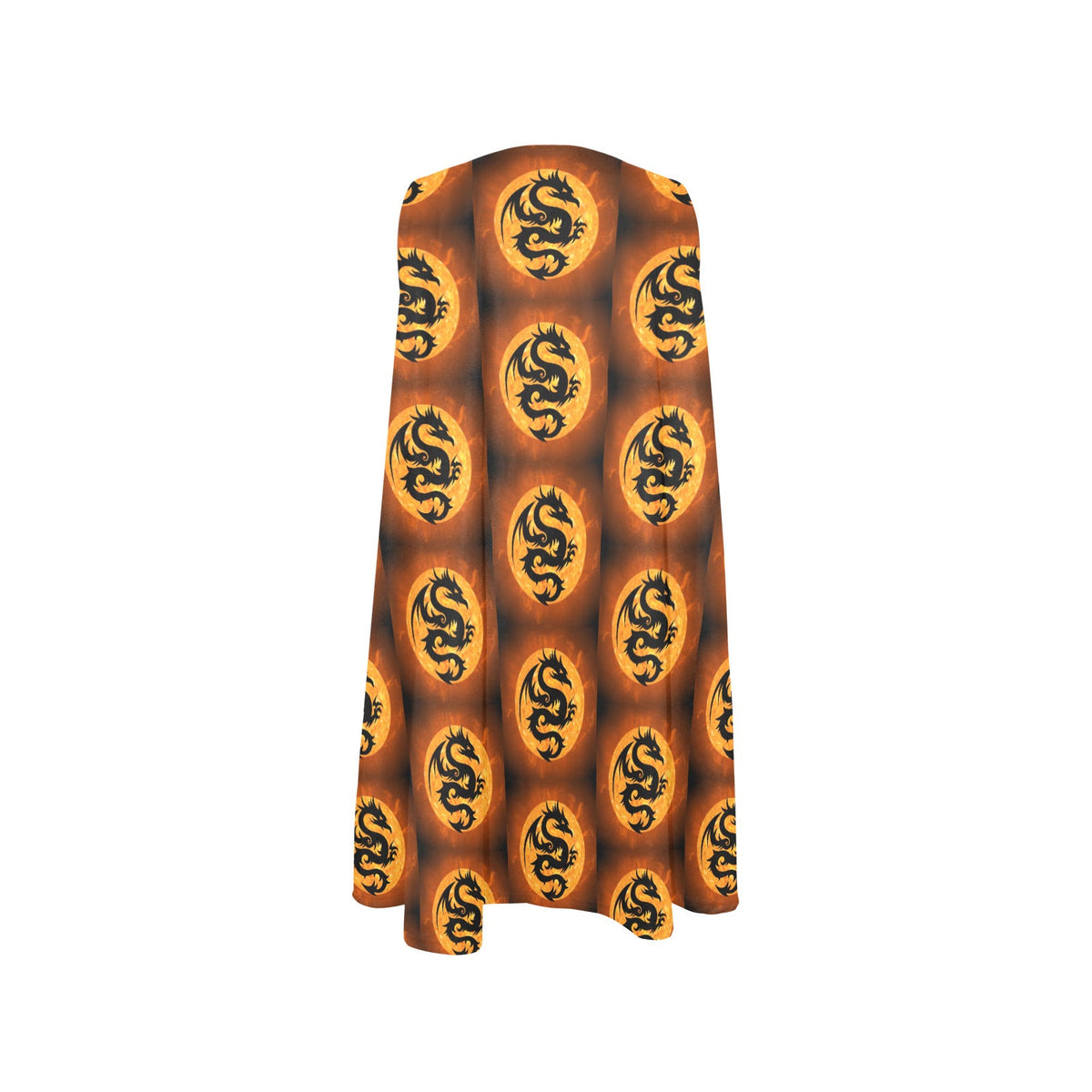 Orange Fire Dragon Sleeveless A-Line Pocket Short Dress
