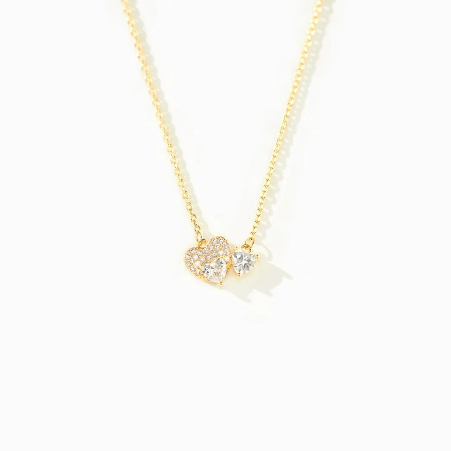 Collar de Corazón de Circones de Plata Fina 925 Bañado en Oro de 18K
