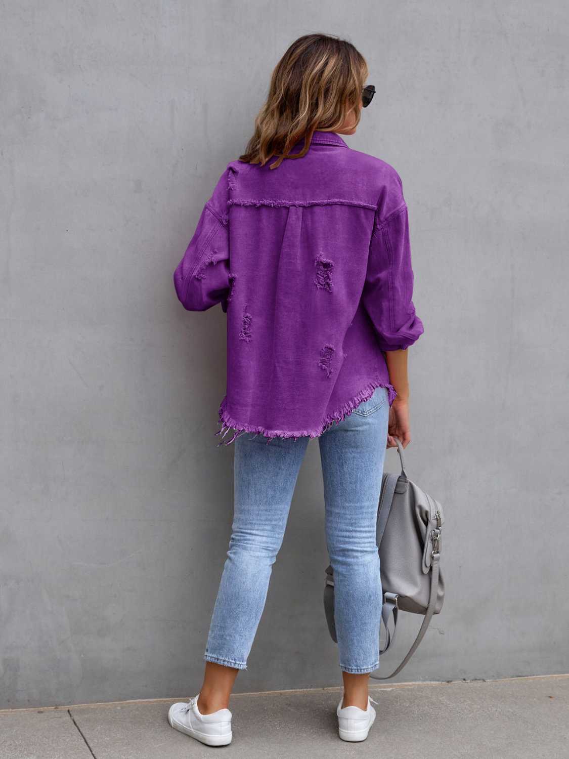 Chaqueta de mezclilla oversize con efecto desgastado
