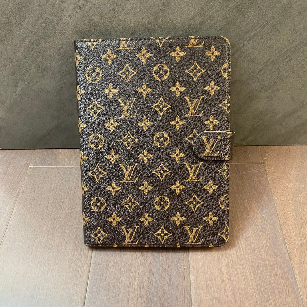 Funda para iPad Apple de cuero Monogram de lona de lujo con diseño temático de verano fresco