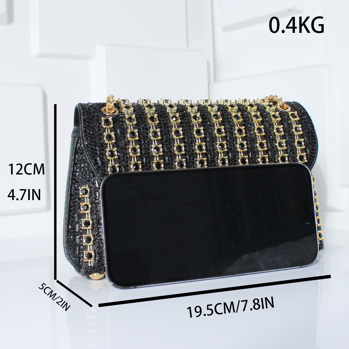 Diamond-Embedded Crossbody Travel Bag