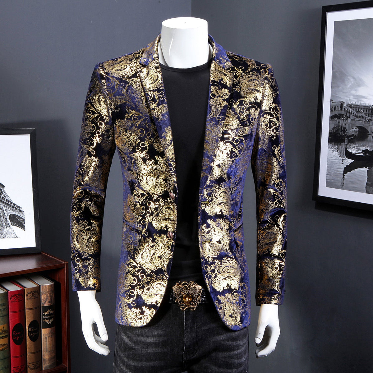 Colorblock Plus Size Suit Men's Silky Blazer Youth Jacket