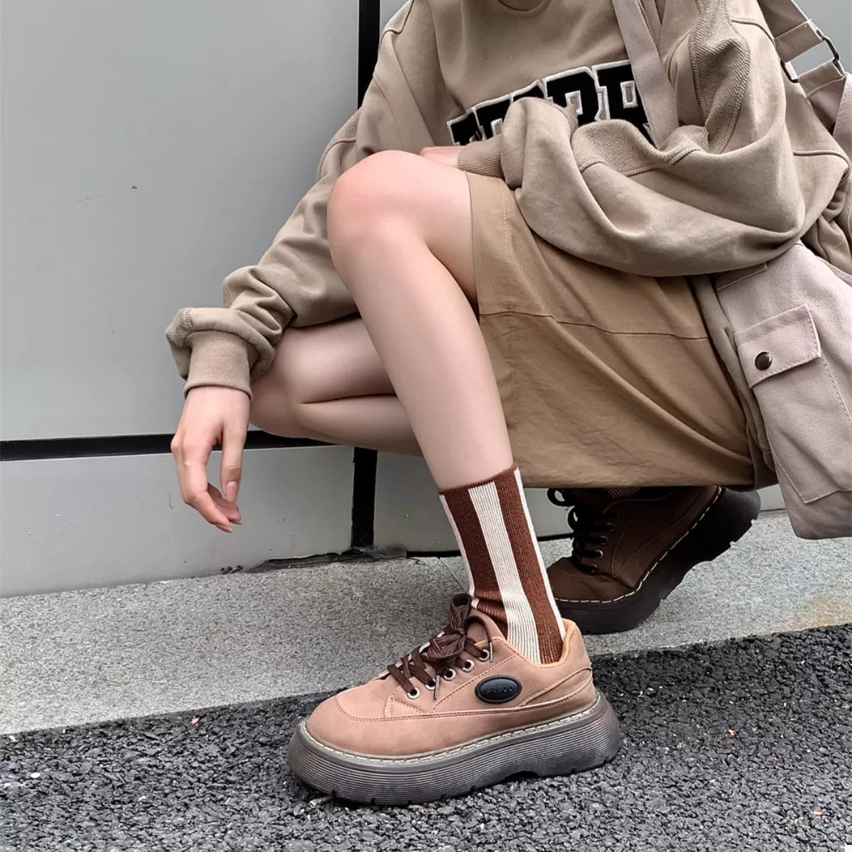 Contrast Striped Crew Socks