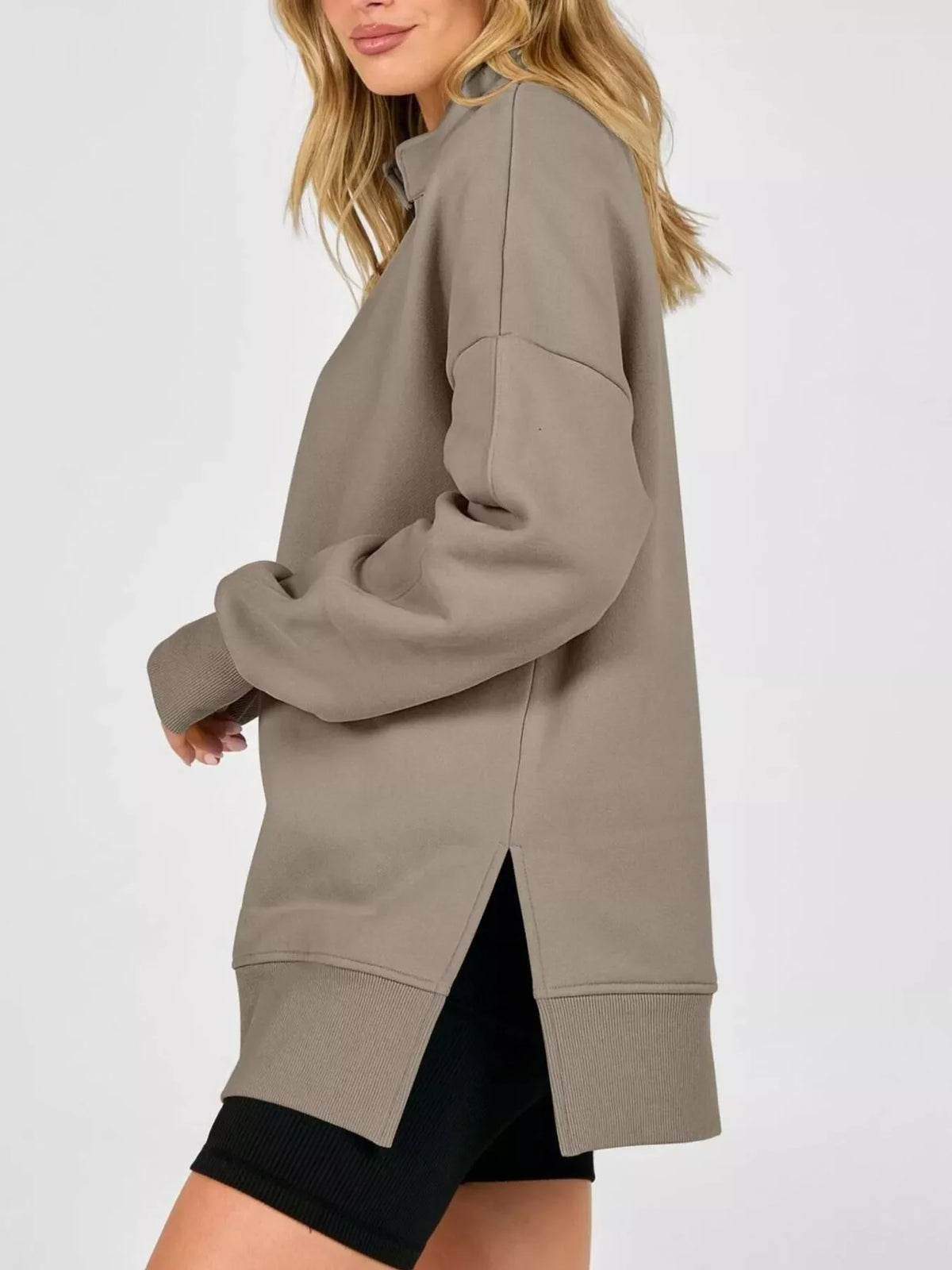 Quarter-Zip Dropped Shoulder Sweatshirt