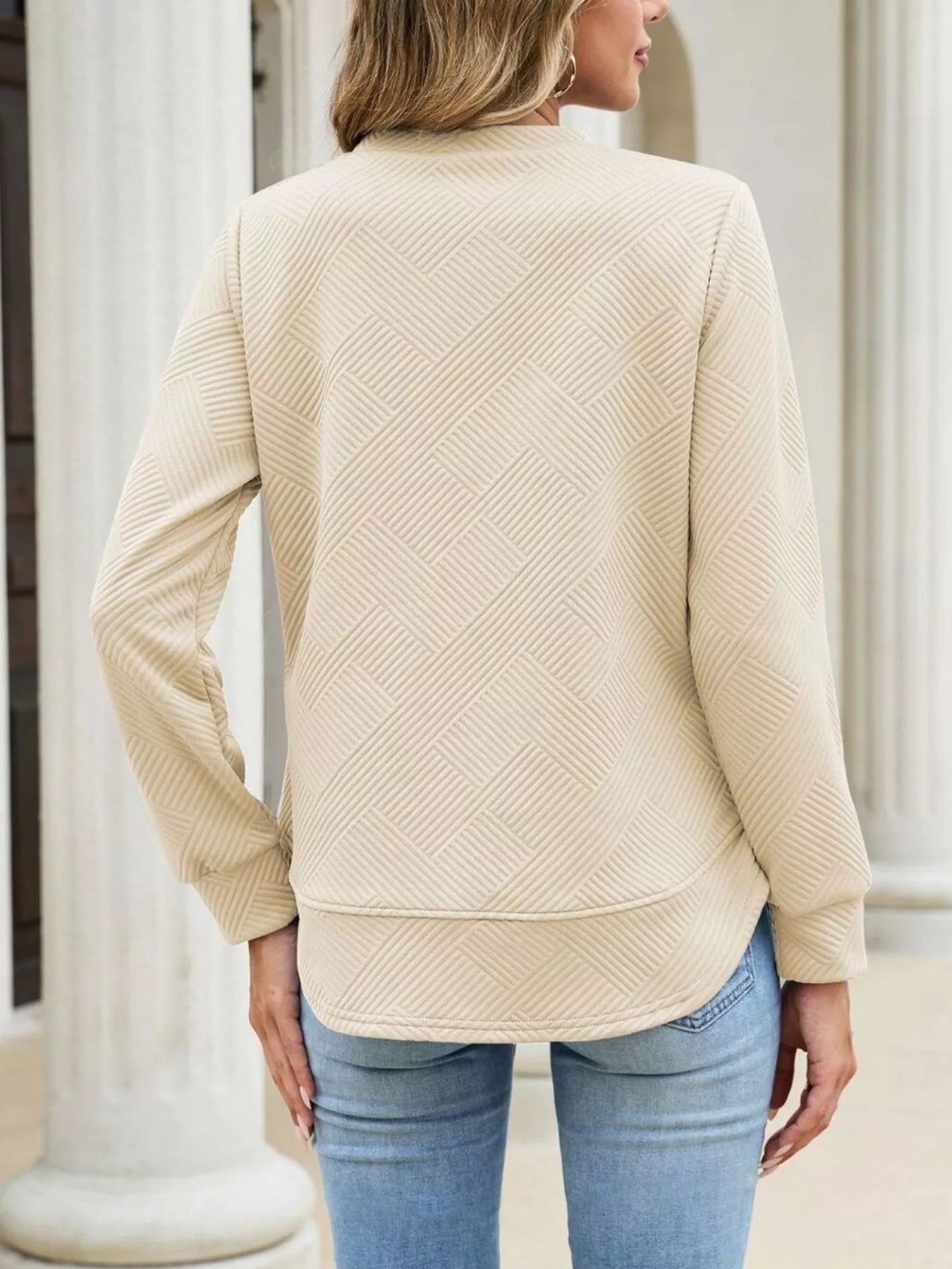 Textured Crew Neck Sweatshirt