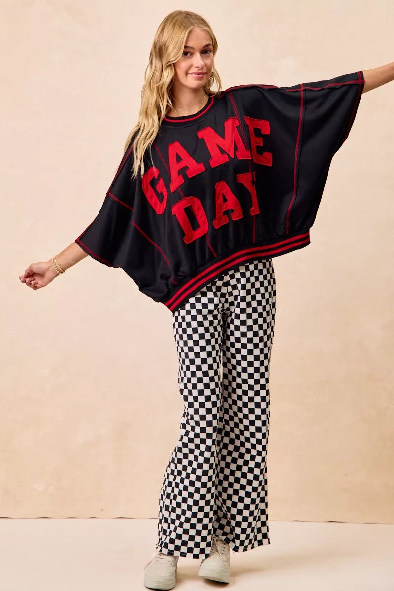 Pantalones con estampado a cuadros temáticos de día de partido de BiBi