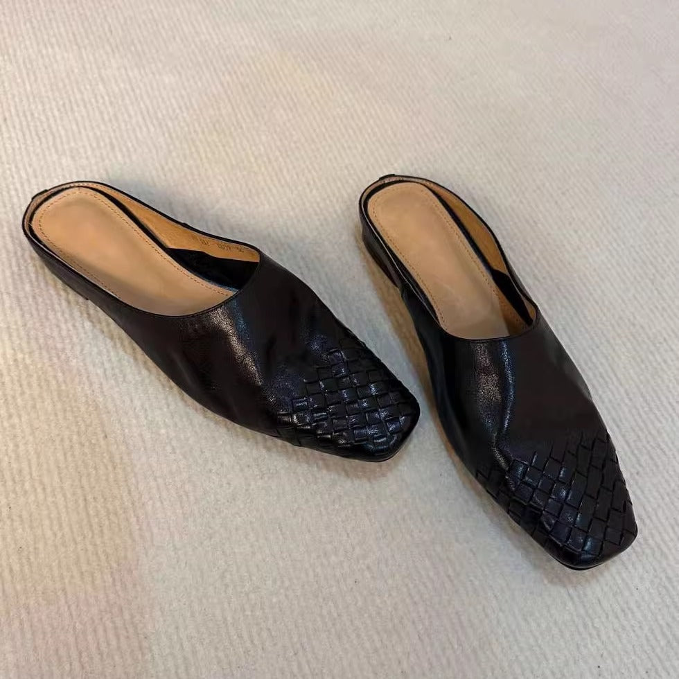 Women's Retro Woven Closed-Toe Half Slippers
