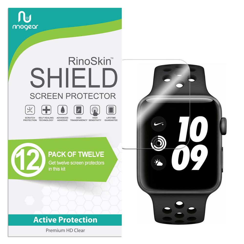 RinoGear (12-Pack) Apple Watch Screen Protector 38mm 42mm (Nike+ iWatch Series 3 2 1) Screen Protector [Flexible Clear Film] Case Friendly Accessories