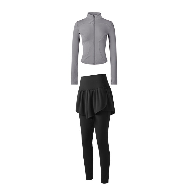 Long, Stand-collar Yoga Jacket For Womenideal For Pilates Outdoor Workouts And Running