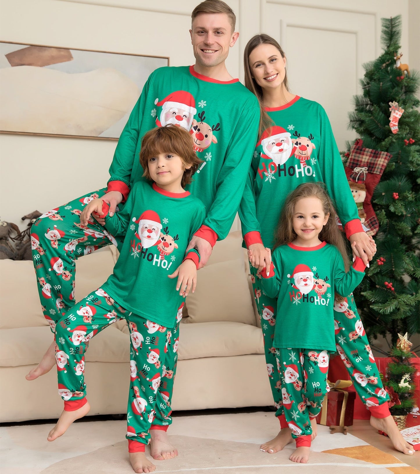 Conjunto de pijamas navideños a juego para la familia – Parte de arriba y ropa de dormir de Papá Noel para la familia