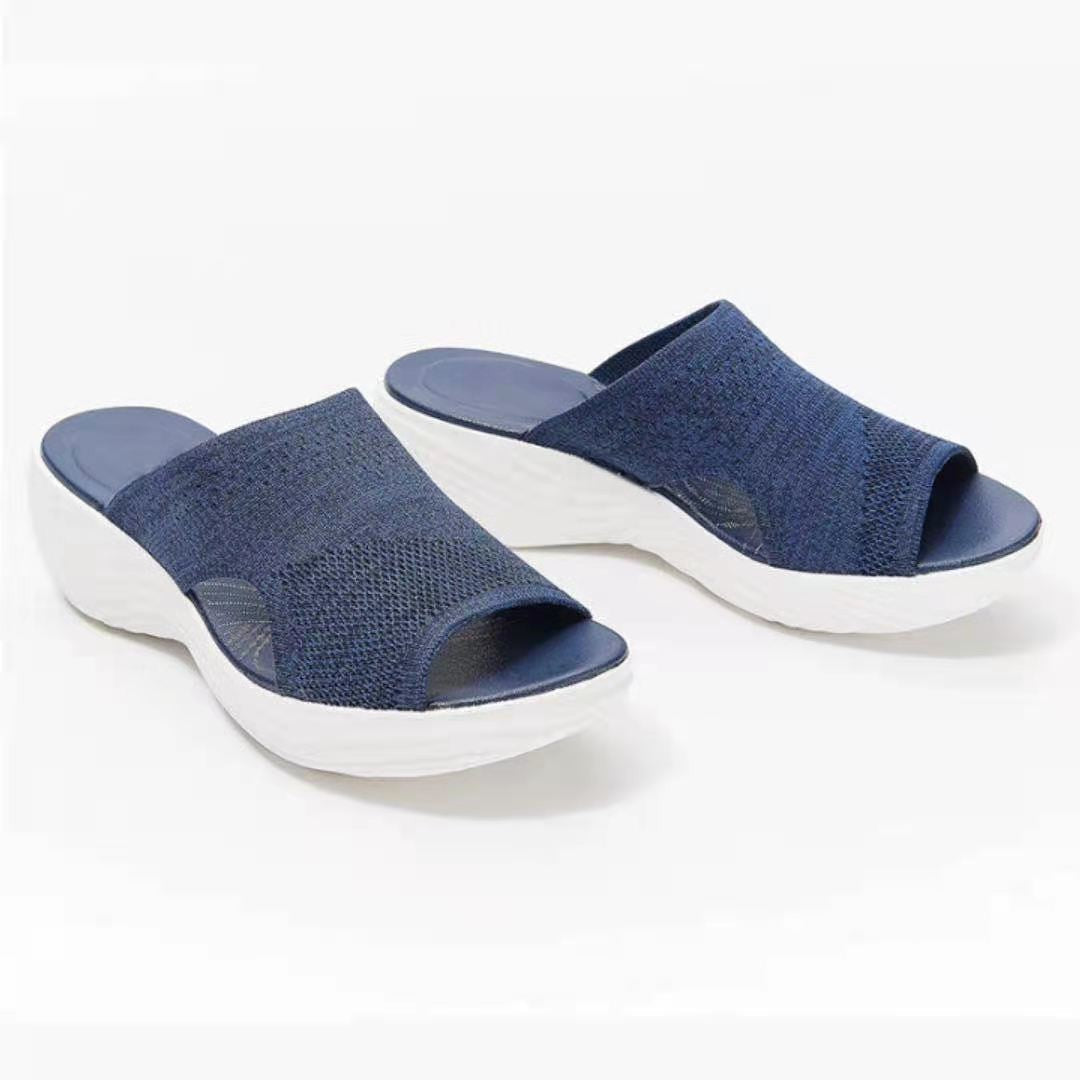 Women's Flat Bottom Fish Mouth Mesh Slippers