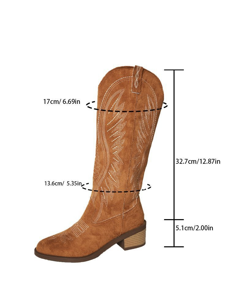 Women's Vintage Embroidered V-Cut Martin Boots