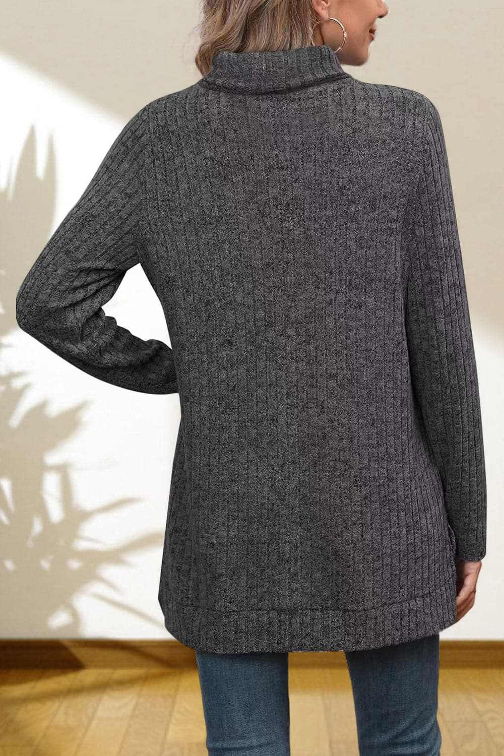 Sweater Pullovers Trendsi Chic high-low turtleneck top