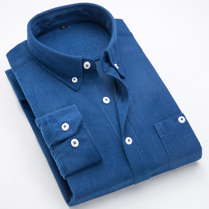 Men's Thin Corduroy Long Sleeve Shirt for Winter