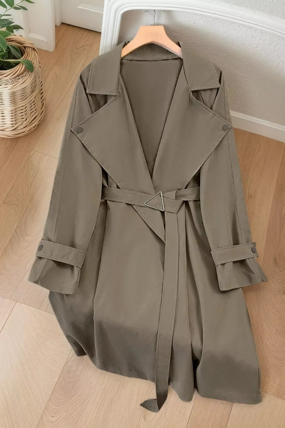 Wide Lapels Belt Trench Coat