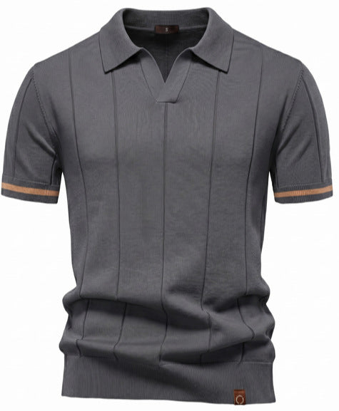 2026Summer High Quality European Size Pineapple Wool Polo Shirt Men's Business Seagull Collar Men's Short Sleeve Sweater Polo