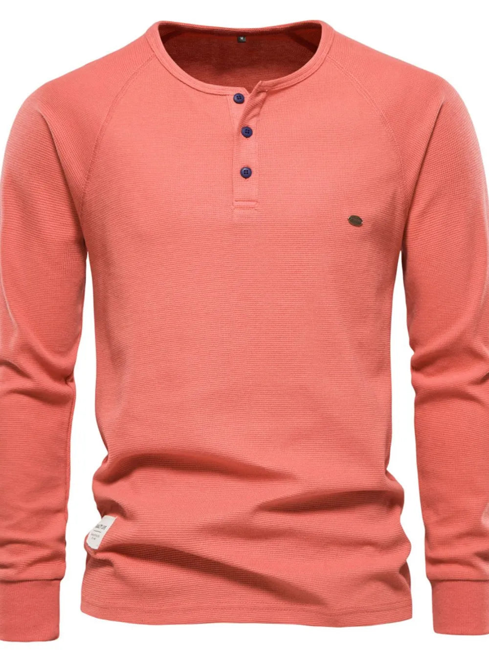 Camiseta de manga larga de punto gofre para hombre