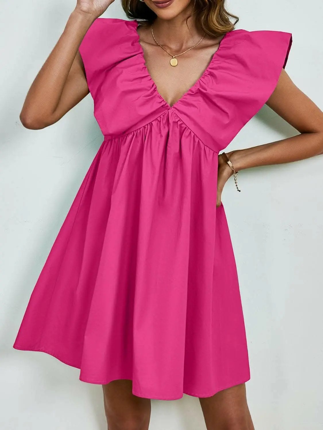 Dresses Trendsi V-neck cap sleeve mini dress