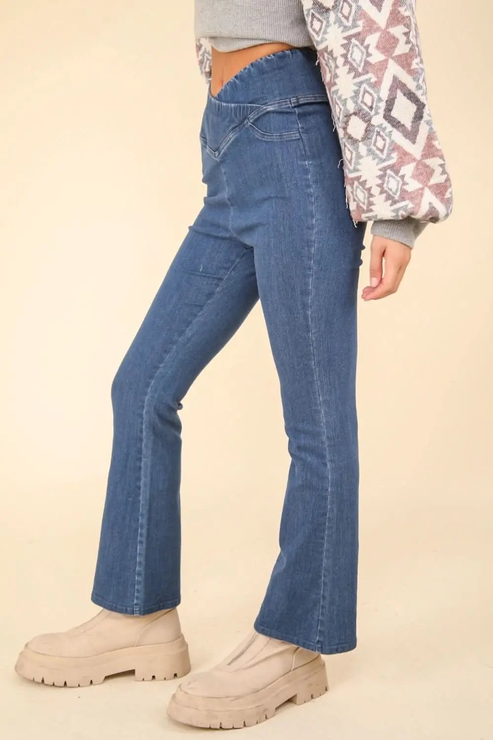 Trendsi Washed Denim Leggings Women's Crossover Style Comfort Fit