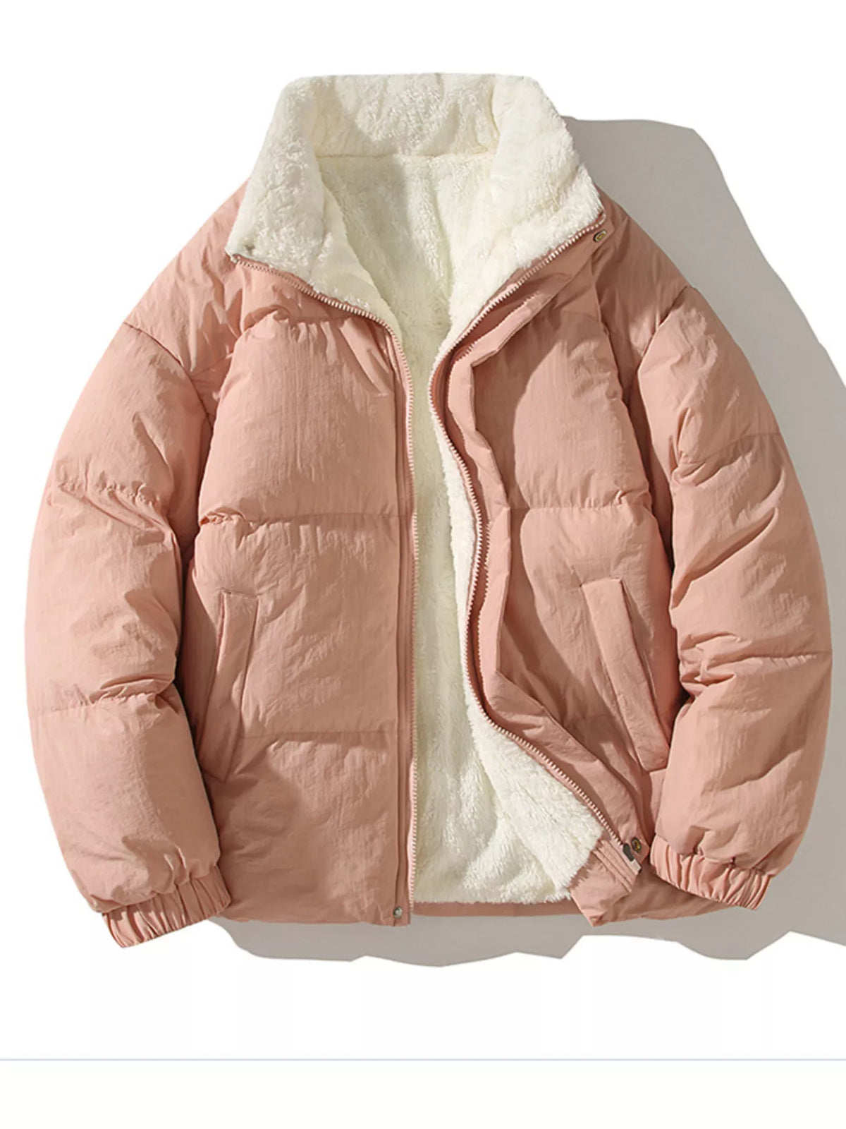 Men's Full Size Zip Up Fleece Puffer Jacket Plus Size