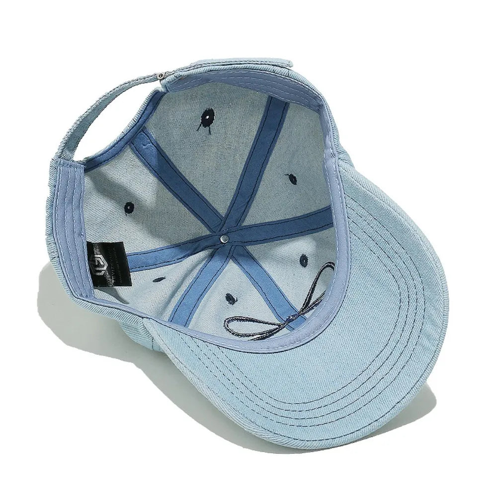 Bow Embroidered Denim Baseball Cap