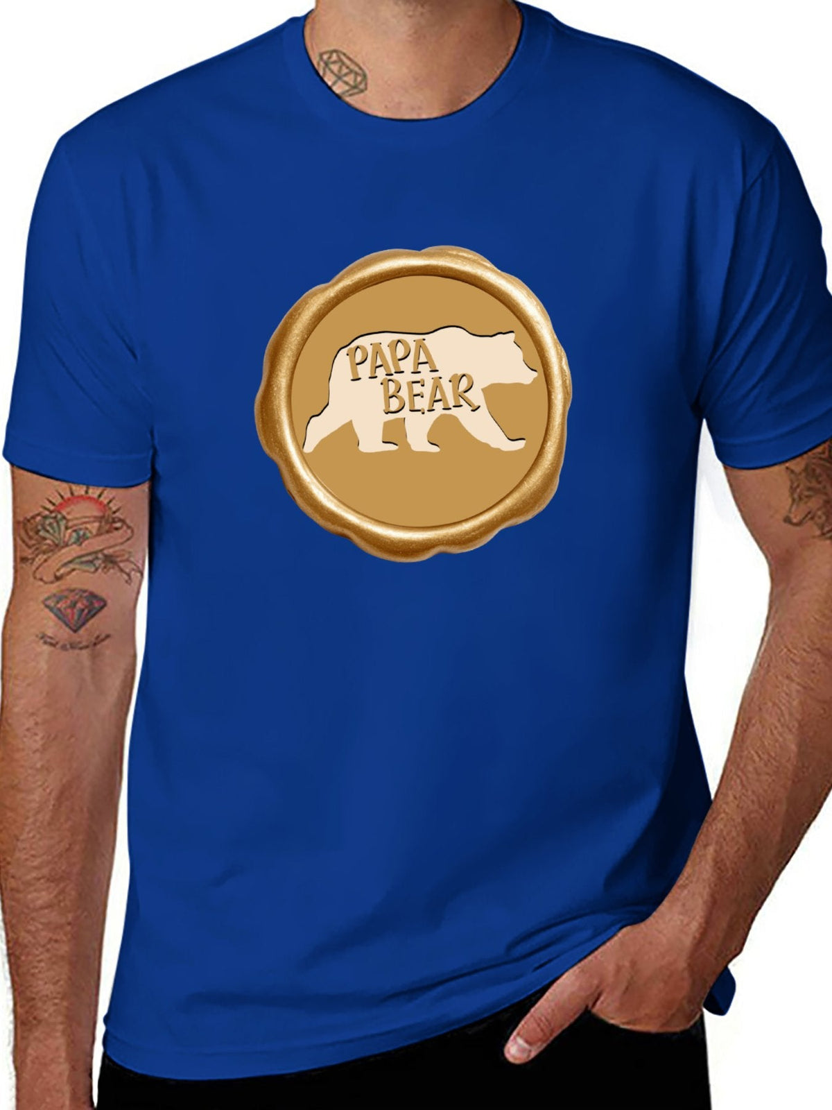 Papa Bear Golden Seal Short Sleeve Graphic T-Shirt (Front Printing)