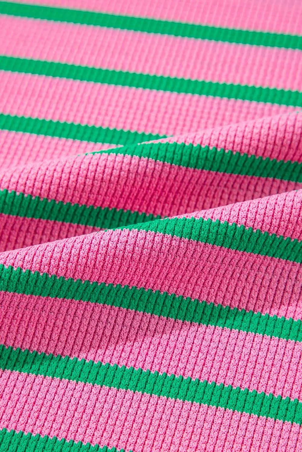 Sweaters Love Salve Pink Stripe Plus Size Women's Sweatshirt Cozy Waffle Knit Crew Neck