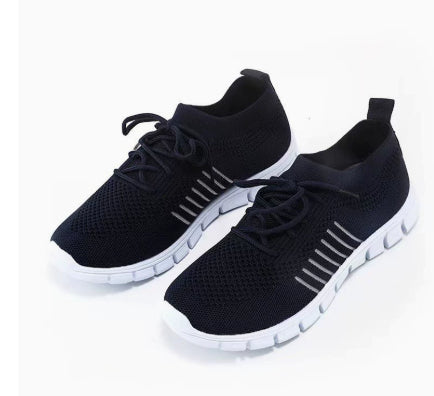 Casual Ladies Breathable Women Flying Knit Sports Flat Shoes