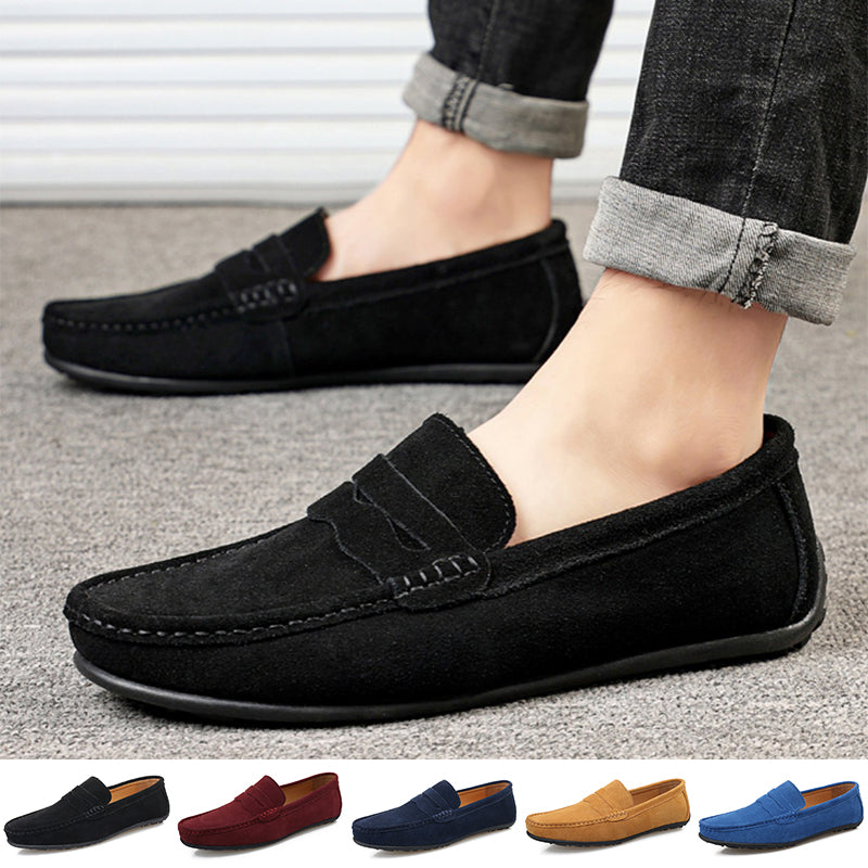 Men's Solid Color Suede Loafers