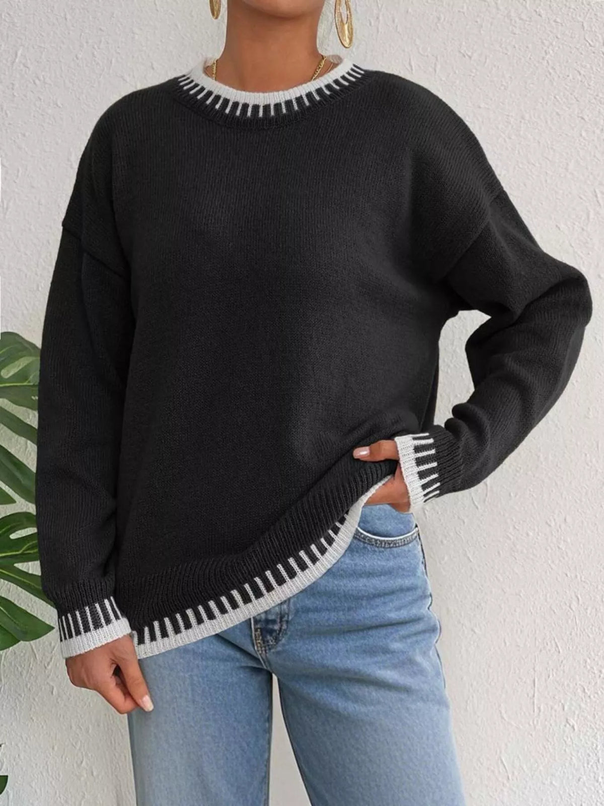 Relaxed Fit Long Sleeve Sweater