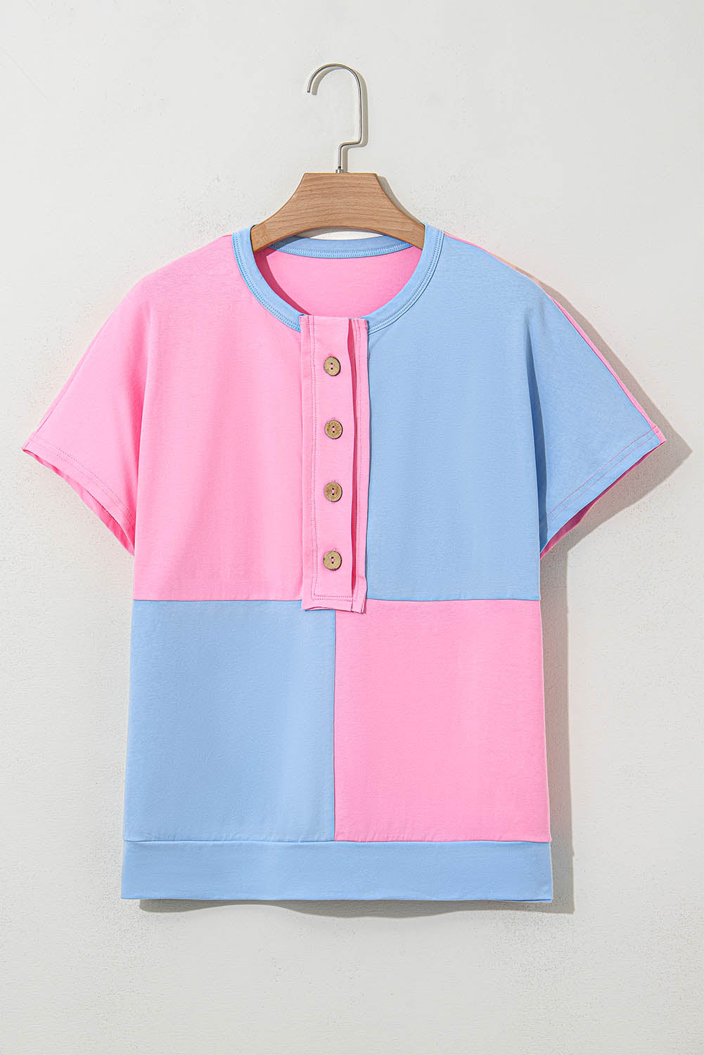 Camiseta con cuello y medio botones bicolor Myosotis