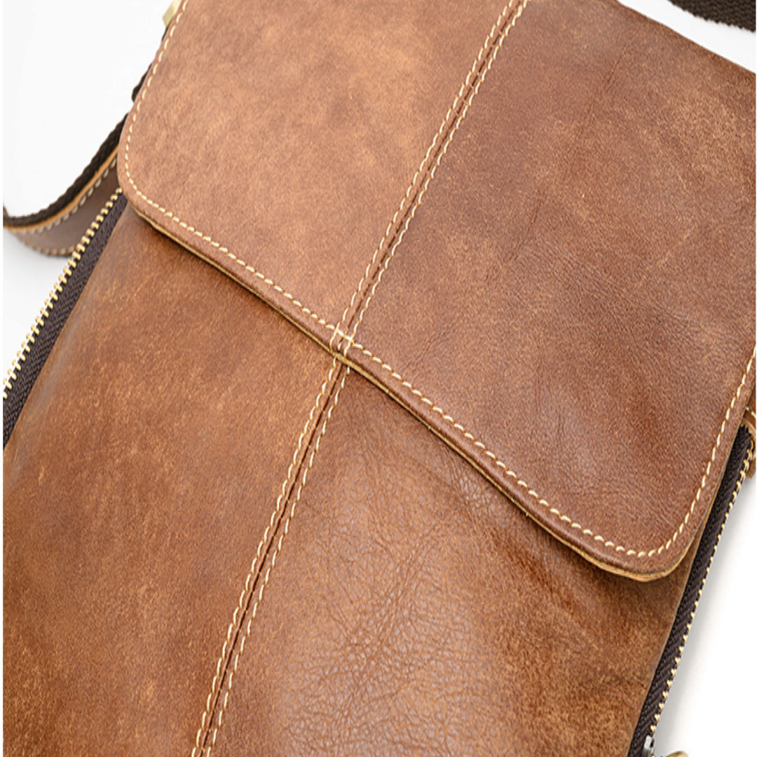 Men's Leather First Layer Cowhide Messenger Bag