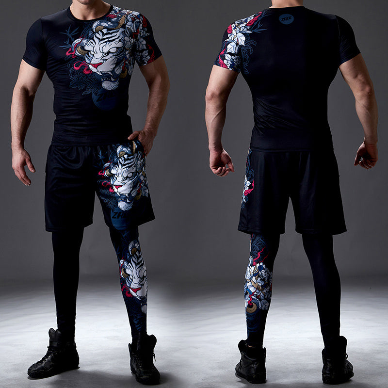 Traje de fitness de secado rápido y absorbente de sudor para hombres