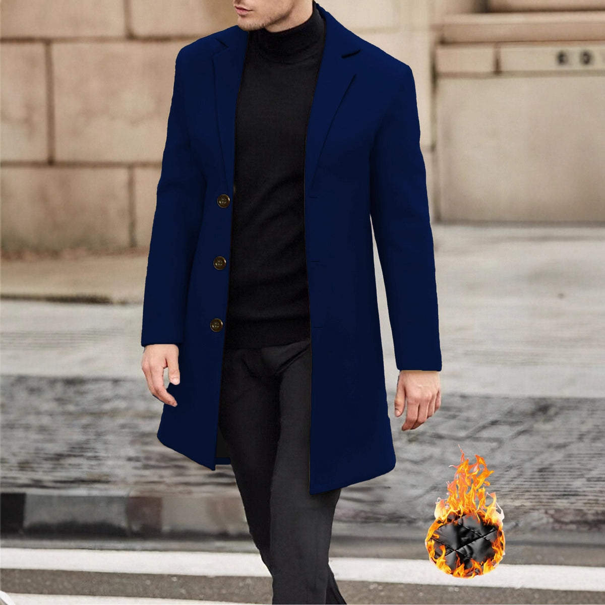 Single Breasted Lapel Windbreaker Woolen Coat