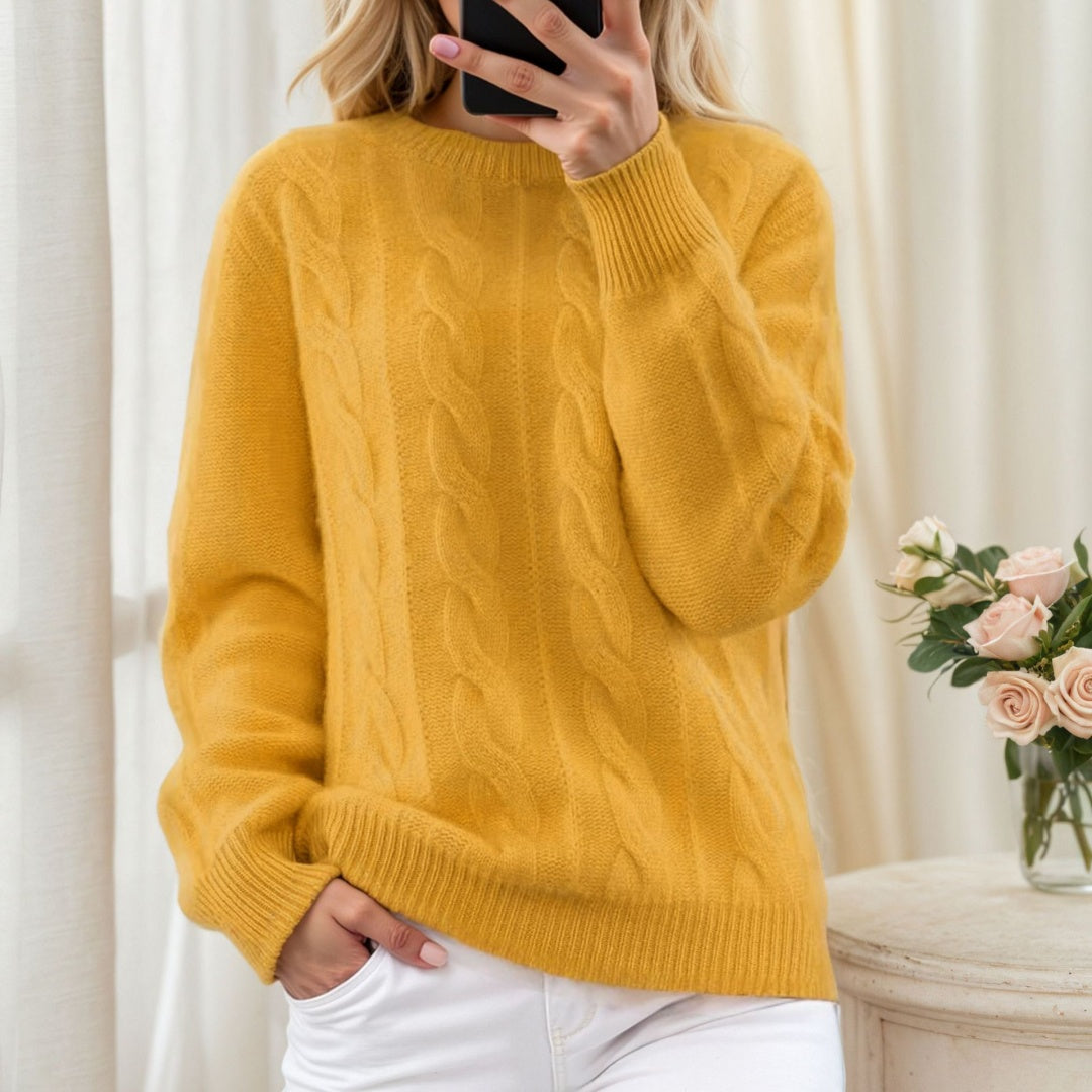 European And American Foreign Trade Women's Wear 2026 Autumn And Winter New Round Neck Solid Color Knitted Shirt Top Retro Fried Dough Twists Pullover Sweater Women