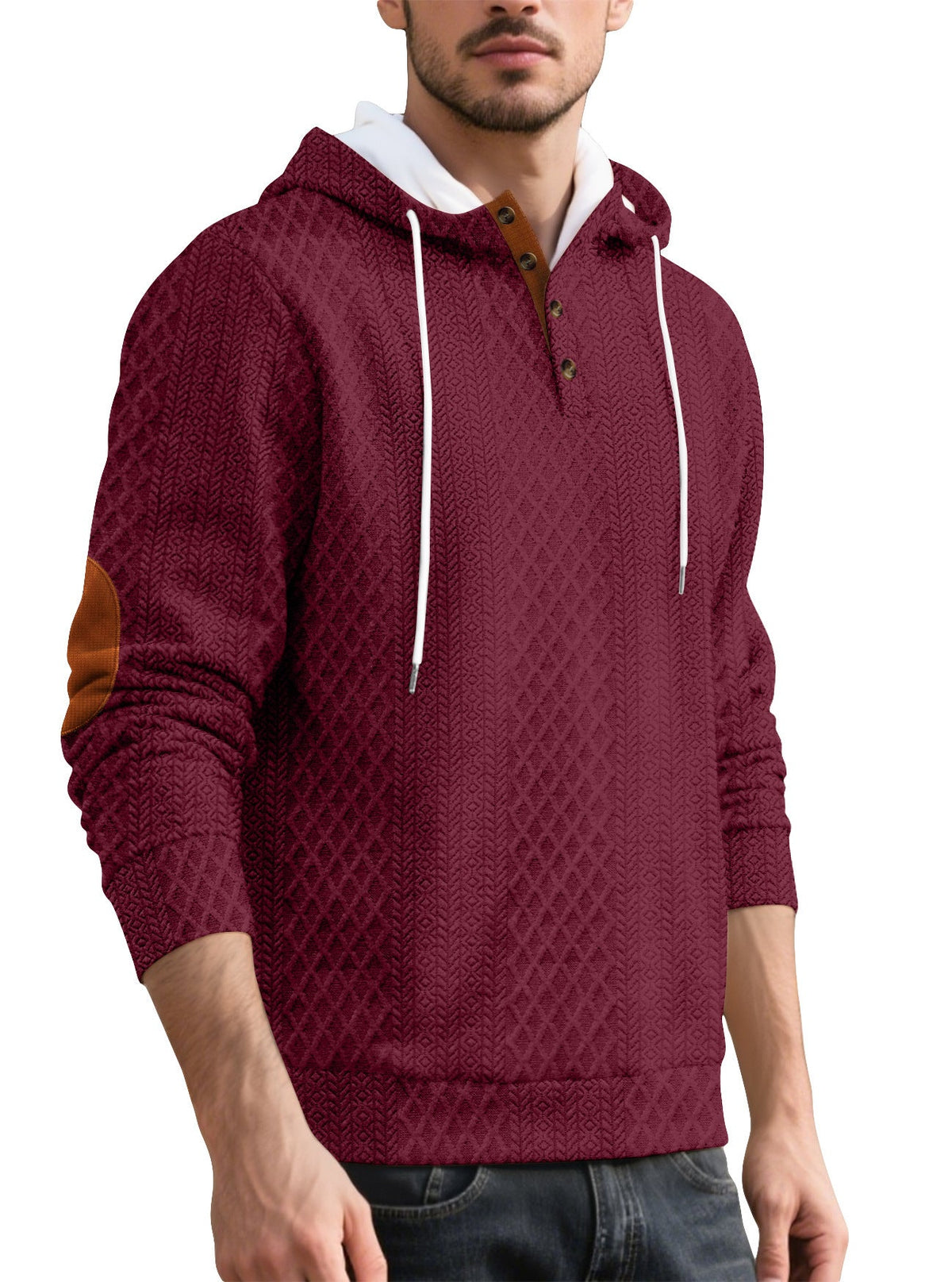 Cross-border European And American Amazon Men's Casual Pullover Jacquard Solid Color Hooded Embroidery Sports Thickened Autumn And Winter Sweats