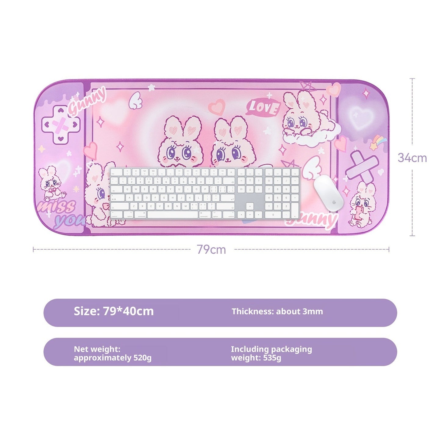 Original Fluffy Rabbit Oversized Mouse Pad Special-shaped Large Table Mat