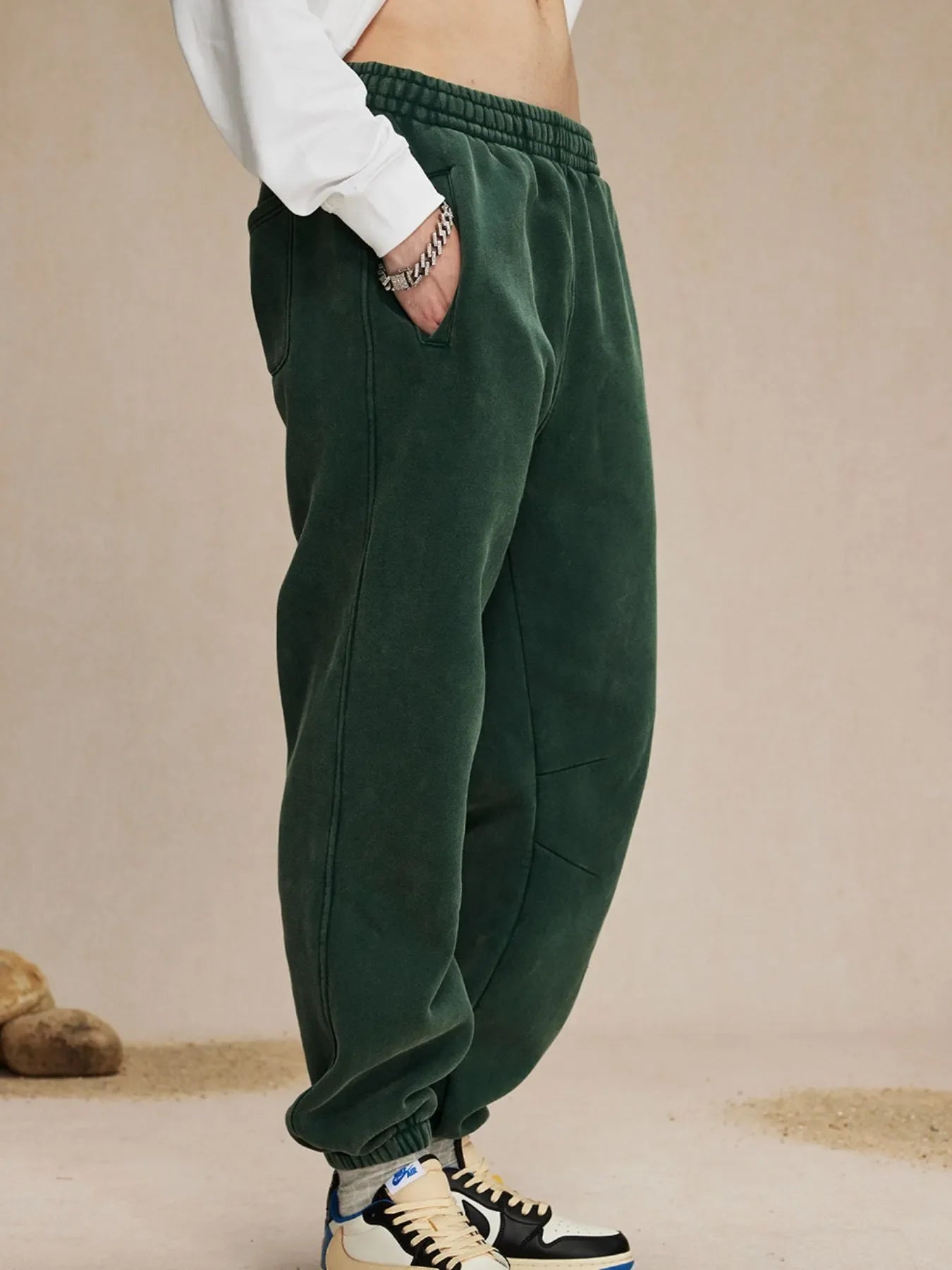 Pantalones deportivos de algodón con cintura elástica informales para hombre